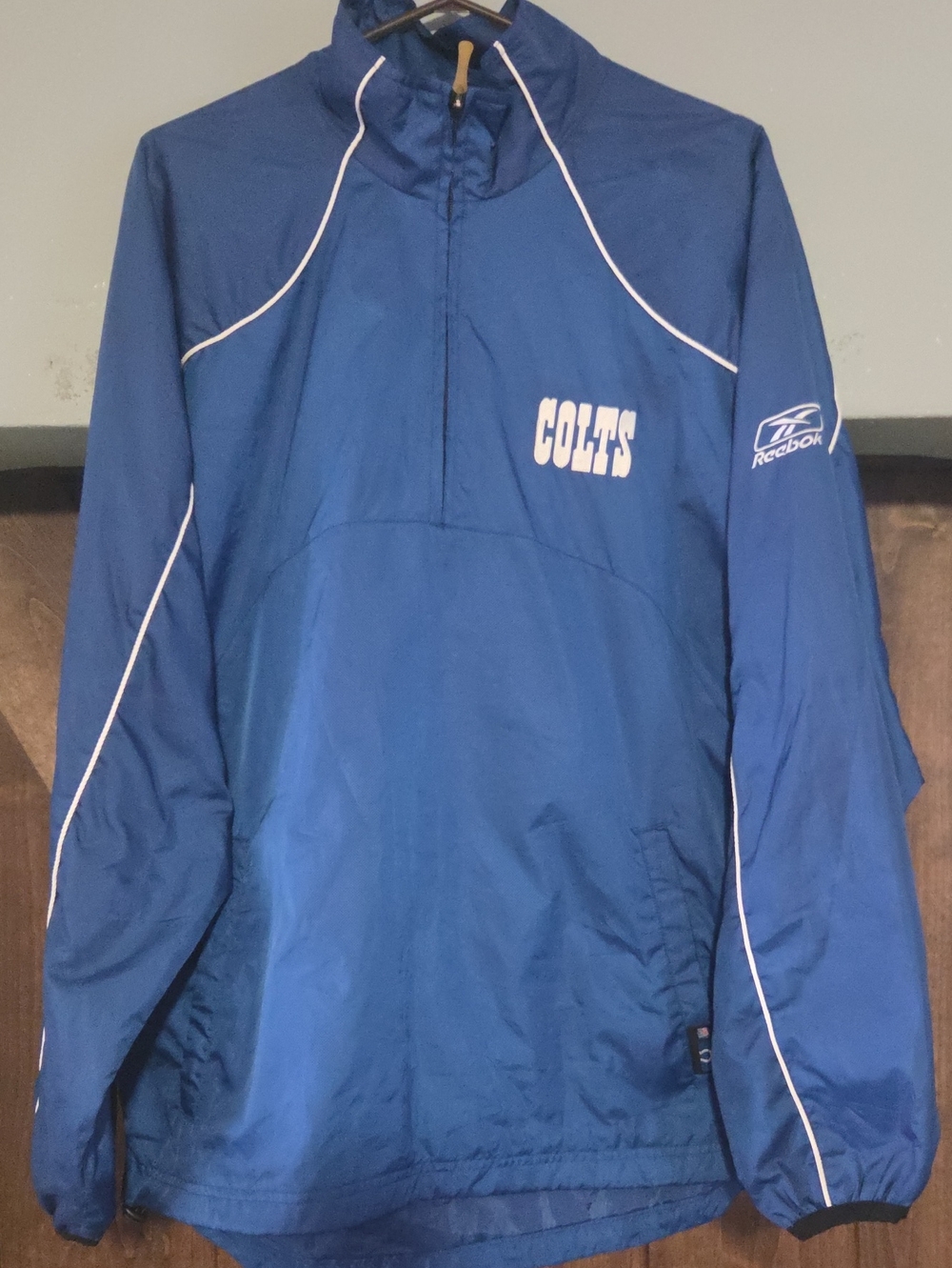 Reebok Blue Colts Pullover Windbreaker with White Piping